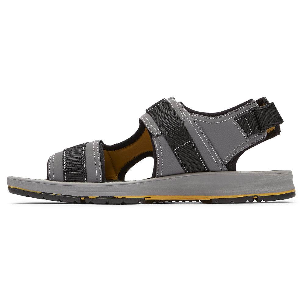 Sandalias Rockport Hombre Mexico - Lucky Bay Sport 3 Strap Grises - UASCB4516